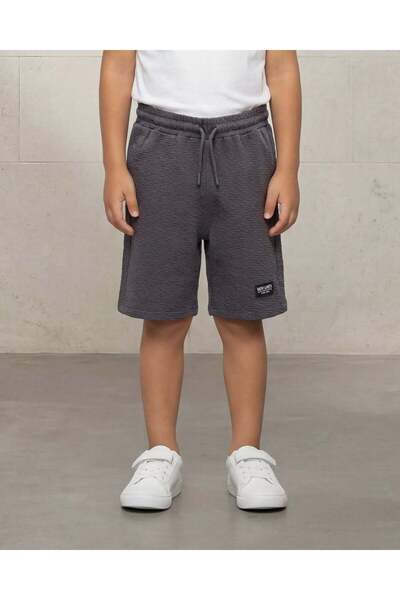 REDTAG Boys Charcoal Jacquard Shorts