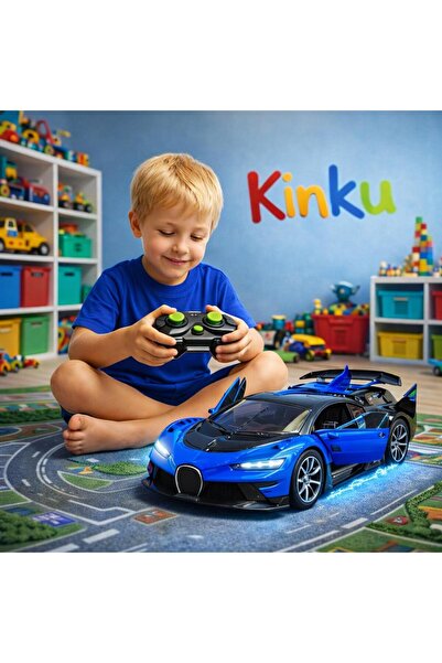 KİNKU Uzaktan Kumandalı Araba Şarjlı Kapıları Açılan Bugatti 1/12 Ölçek 45x15...