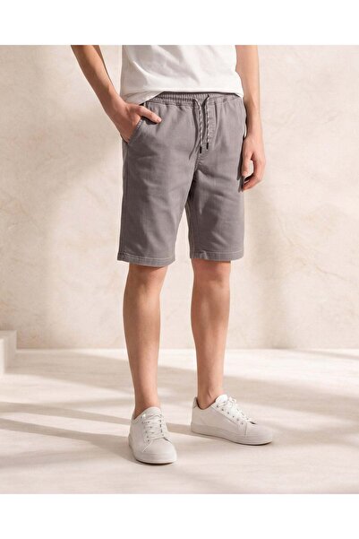 REDTAG Senior Boys Grey Knit Denim Shorts