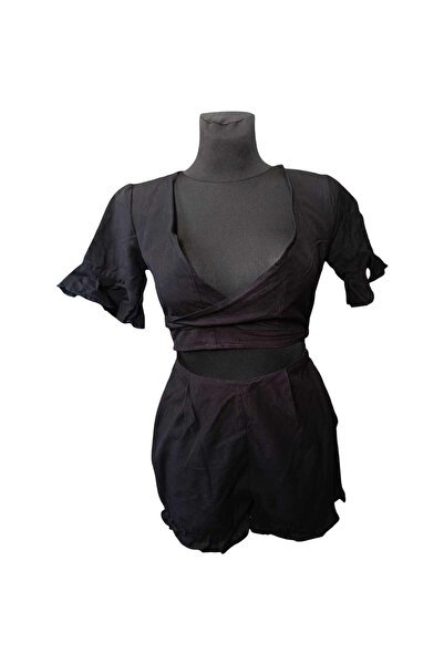 OEM ASOS Women's Cotton and Linen Jumpsuit - Loose Fit - Black, Size 36