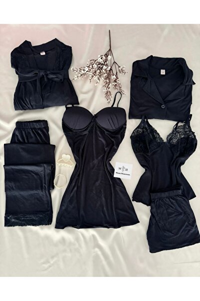 MH Moony Homewears Combed Cotton Navy Blue Boxed Six-Piece Ultra Luxury Dowry...