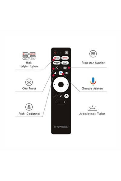 THOMSON Google TV Lisanslı 4K Destekli Taşınabilir Projeksiyon, Otomatik Fokus, WiFi, Dahili Batarya