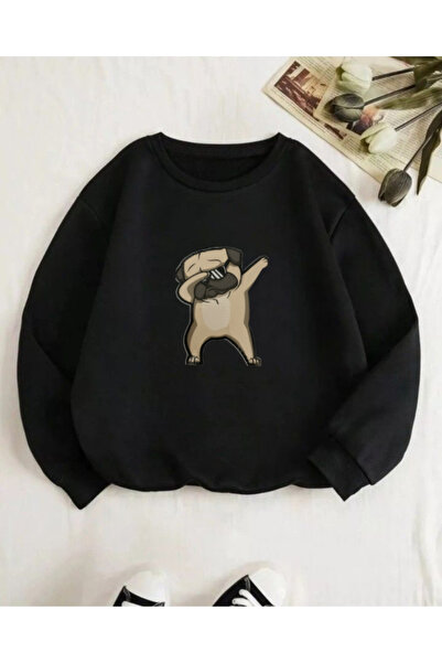 SERAH BUTİK Children's 3-Yarn Sweatshirt with Dog Print
