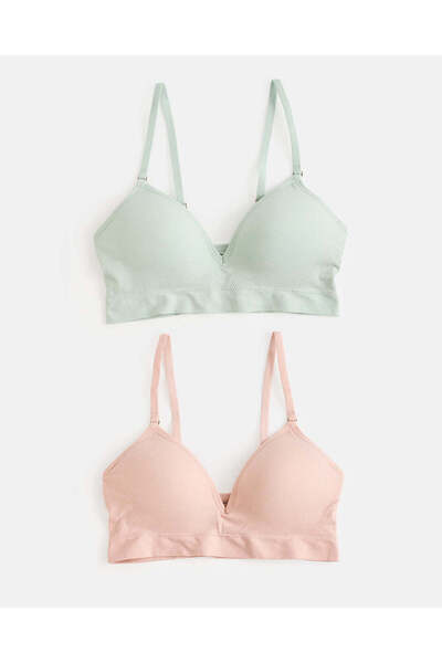 REDTAG Women 2 Pack Ribbed Plunge Comfort Bra