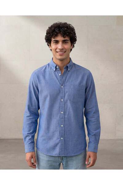 REDTAG Men Sky Blue Long Sleeve Shirt