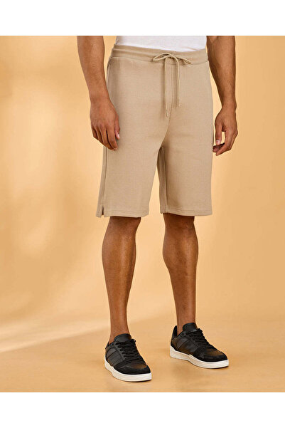 REDTAG Men Beige Pique Active Shorts