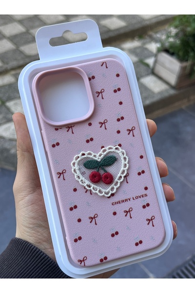 EDELFU iPhone 14 Pro Max - Cherry Lace Cover with Bow Silicone Protective Pho...