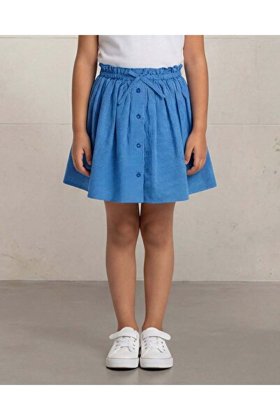 REDTAG Girls Blue Yarn Dyed Check Skirt