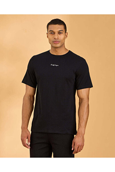 REDTAG تي شيرت رجالي أسود مطبوع