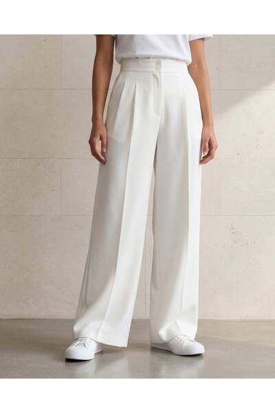 REDTAG Women’s Ivory Wide Leg Trousers