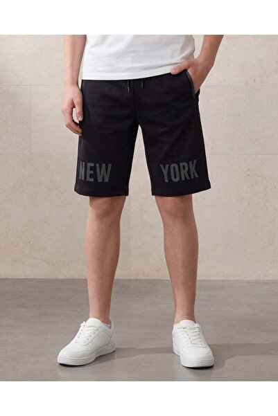 REDTAG Senior Boys Black Printed Active Shorts