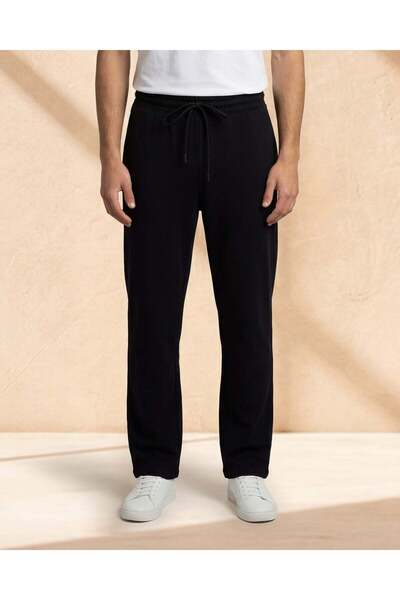 REDTAG بنطال بيجامة رجالي أسود من قطن تيري