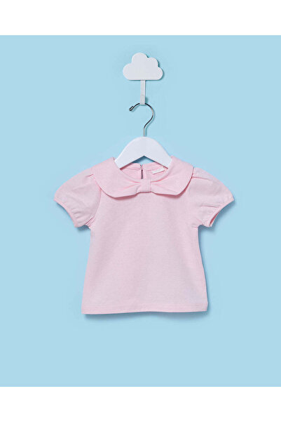 REDTAG بلوزة وردية فاتحة اللون للبنات الصغيرات بياقة مطرّز