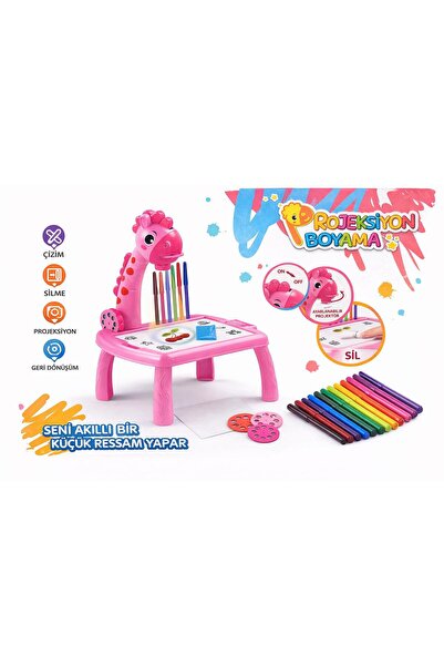 Shopfocus PROJEKSİYONLU EĞİTİCİ ÇOCUK OYUNCAĞI RESİM MASASI BOYAMA SETİ