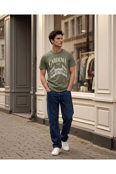 REDTAG تي شيرت رجالي مطبوع باللون الأخضر