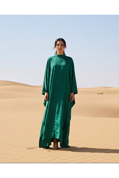 REDTAG فستان قفطان نسائي من قماش جاكار باللون الأخضر الداكن