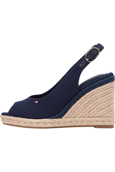 Tommy Hilfiger Flag navy blue espadrille high platform sandal with open back