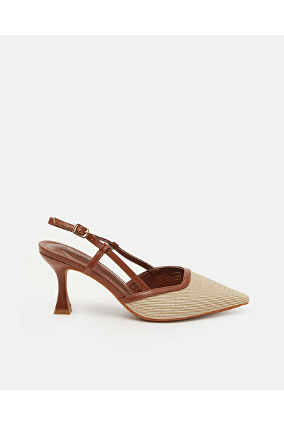 REDTAG حذاء نسائي بيج اللون من الرافيا بكعب مفتوح من الخلف