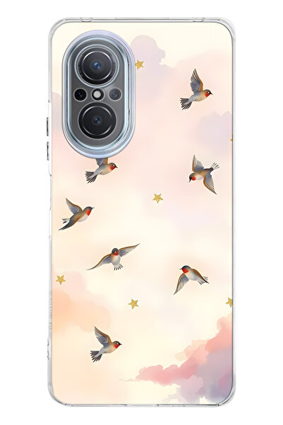 FLAMENKO Huawei Nova 9 Se Compatible Flying Bird Pattern Transparent Phone Case
