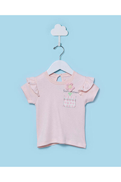 REDTAG Infant Girls Pink Embellished T-Shirt