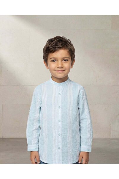 REDTAG قميص أولادي بلون النعناع بياقة ماندرين مع قطعة تي شيرت