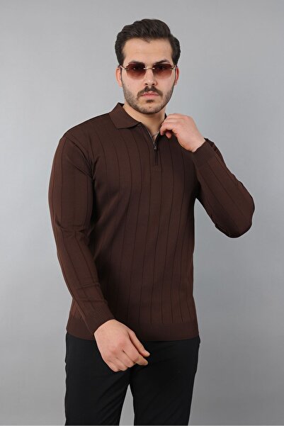 ZİNOX Men's Polo Neck Long Sleeve Half Zipper Classic Solid Suitable for Dail...