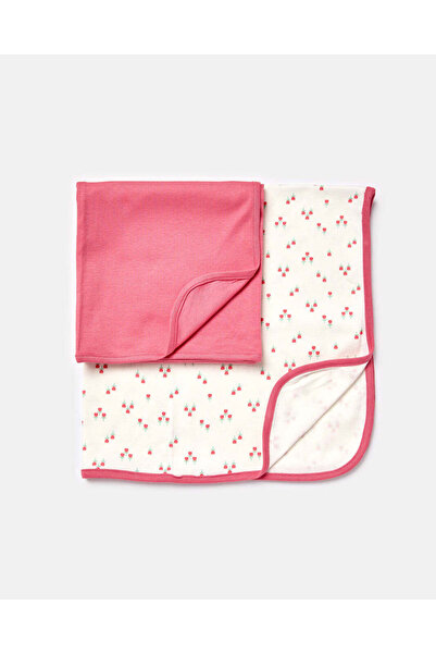 REDTAG طقم بطانية مطبوع الفوشيا والأبيض للأطفال (قطعتان)