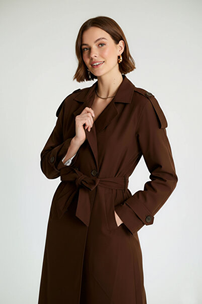 BIGNUANCE Modern Classic Brown Trench Coat