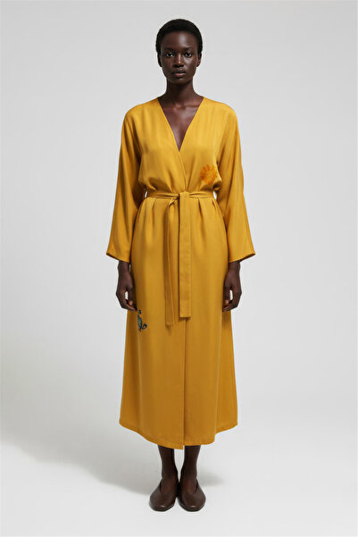 Perspective Mustard Belted Kimono