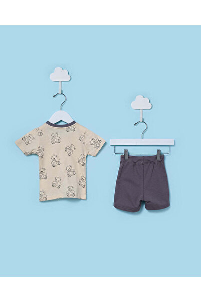 REDTAG Infant Boys Beige Allover Print Casual Set