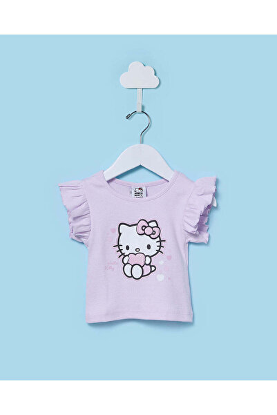 REDTAG Infant Girls Lilac Embellished T-Shirt