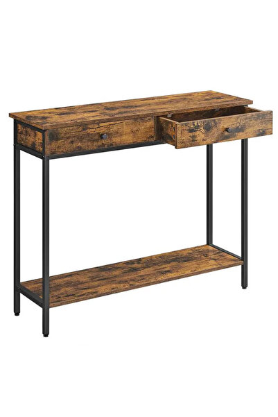 VASAGLE Masă consolă pentru hol cu ​​2 sertare, stil industrial, 100x30x80 cm...