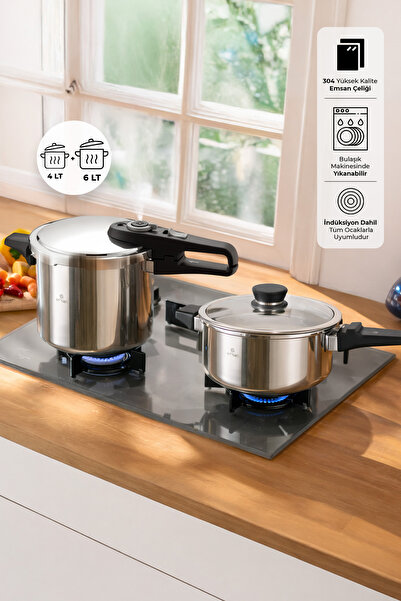 Emsan Fast Cooker Çift Emniyetli Düdüklü Tencere 4 +6 Lt