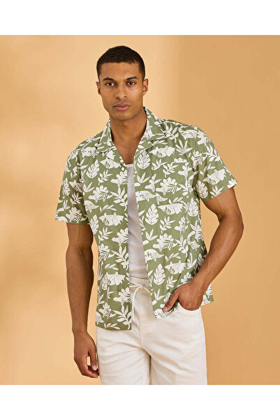 REDTAG قميص قطن مطبوع عليه أوراق خضراء