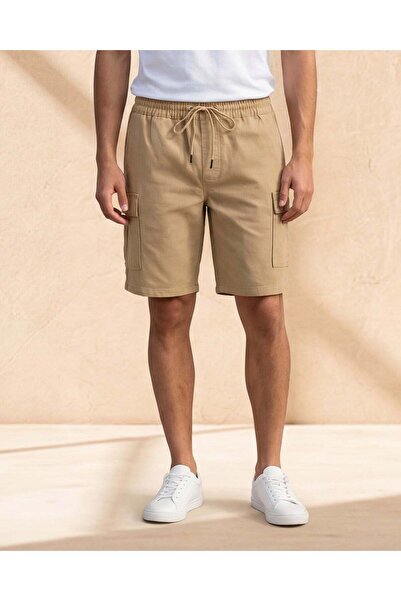 REDTAG Men Stone Wash Cargo Knit Denim Shorts