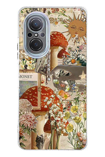 FLAMENKO حافظة هاتف شفافة متوافقة مع هاتف هواوي نوفا 9 SE بنمط حديقة الفطر