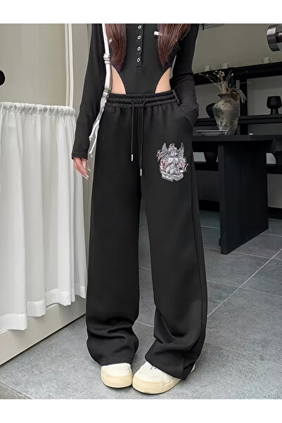 COMANCHERO Unisex Angel Figurine Printed Baggy Cut Wide Leg Sweatpants