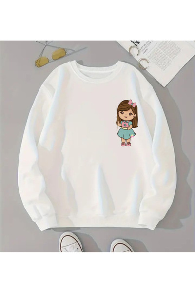 SERAH BUTİK SWEATSHIRT CU IMPRIMEU PENTRU FETE, CU 3 STRATURI