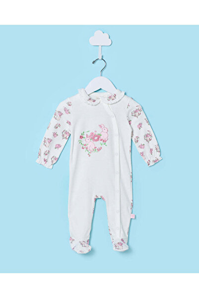 REDTAG Newborn Girls Ecru Printed Sleepsuit