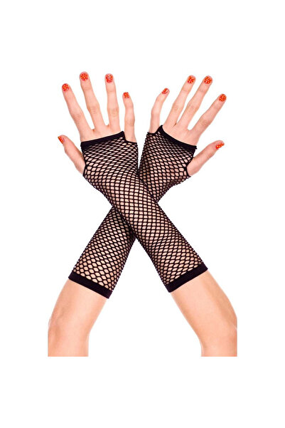 Generic Brand Black Color Long Mesh Gloves - Knitted Gloves Black Color