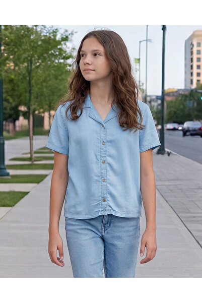 REDTAG Senior Girls Light Wash Lyocell Shirt