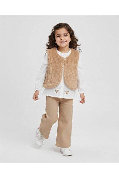 Ege Bebek Set 3 piese pentru fetițe: vestă, cămașă cu detalii festonate, pant...