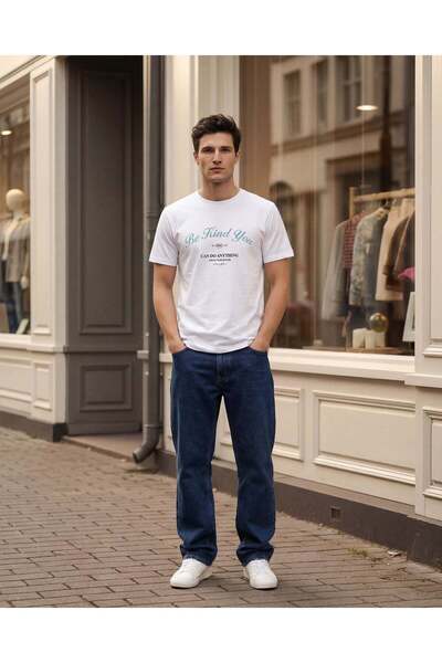 REDTAG تي شيرت رجالي أبيض مطبوع