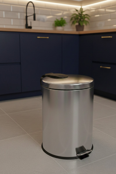 Bürke سلة مهملات ستانلس ستيل سعة 30 لتر مع دواسة قدم، سلة مهملات فاخرة للمكتب...