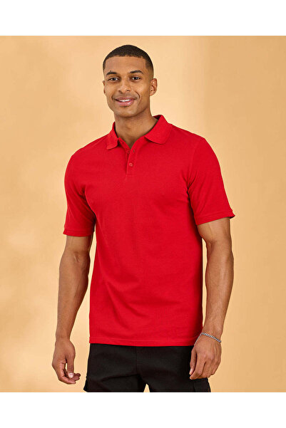 REDTAG Men Red Plain Classic Polo Shirt