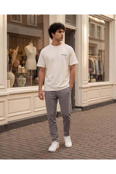 REDTAG تيشيرت رجالي بلون عاجي قماش إنترلوك