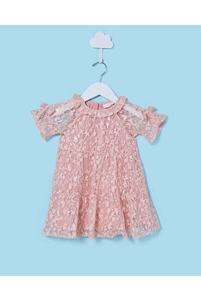 REDTAG فستان دانتيل وردي للبنات الرضع