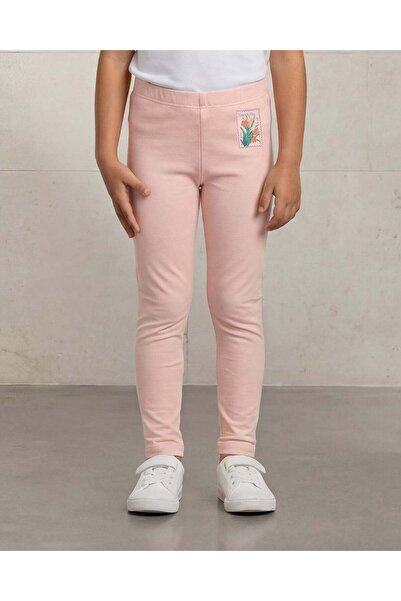 REDTAG Girls Peach Floral Graphic Skinny Leggings