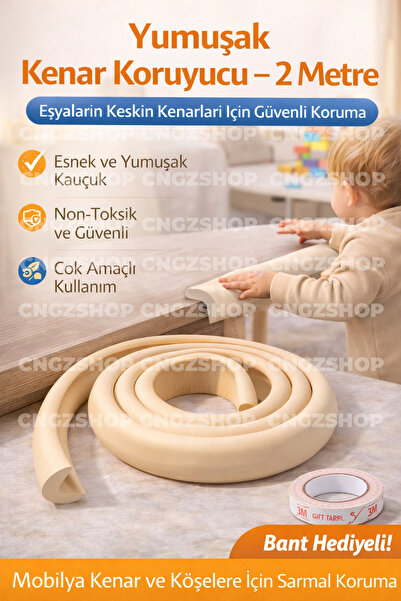 CNGZSHOP 2-метров защитен кант – дебел гумен кант за защита на ъглите на маси...