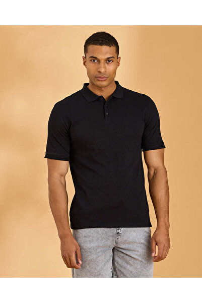 REDTAG Men Black Plain Classic Polo Shirt